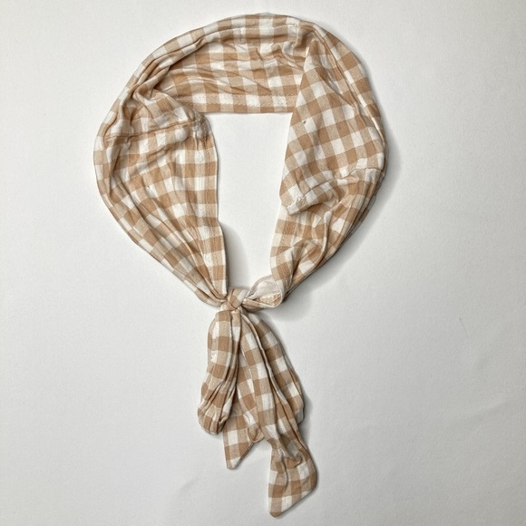 PrettyLittleThing Nude Checkered Gingham Bandeau Bow Detail Top Size 4 - Picture 1 of 7
